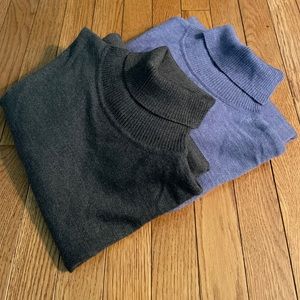 Pendleton Tall Merino Wool Turtleneck Sweaters 2 Women’s Size XL Tall Gray Blue